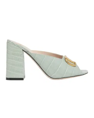 Valentino Garavani 95mm VLogo Signature Croc-Embossed Leather Mules | Thumbnail 1 Valentino Garavani 95mm VLogo Signature Croc-Embossed Leather Mules | Thumbnail 1