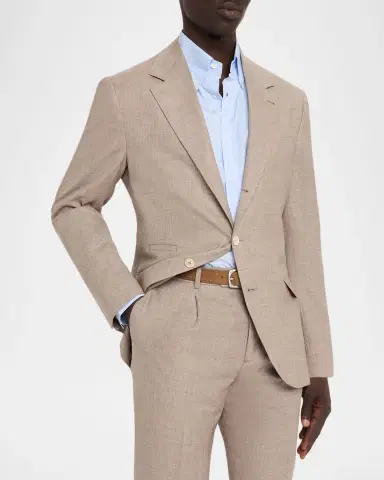 Brunello Cucinelli Men's Wool. Silk and Linen Sharkskin Two-Piece Suit | Thumbnail 4