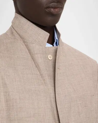 Brunello Cucinelli Men's Wool. Silk and Linen Sharkskin Two-Piece Suit | Thumbnail 8