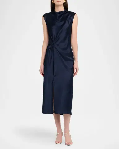 TANYA TAYLOR Robinella Draped Satin Midi Dress | Thumbnail 2 TANYA TAYLOR Robinella Draped Satin Midi Dress | Thumbnail 2