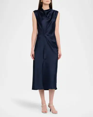 TANYA TAYLOR Robinella Draped Satin Midi Dress | Thumbnail 4 TANYA TAYLOR Robinella Draped Satin Midi Dress | Thumbnail 4