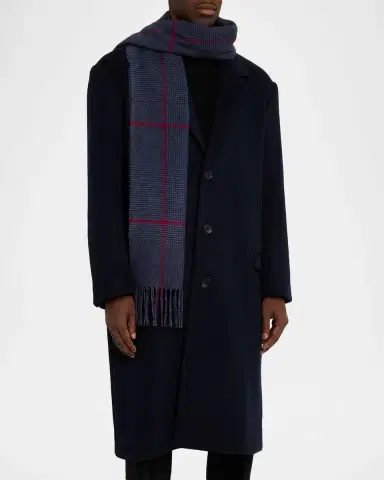 PIACENZA Men's Silk Cashmere Glen Plaid Scarf | Thumbnail 3 PIACENZA Men's Silk Cashmere Glen Plaid Scarf | Thumbnail 3