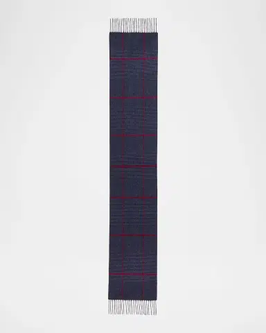 PIACENZA Men's Silk Cashmere Glen Plaid Scarf | Thumbnail 5 PIACENZA Men's Silk Cashmere Glen Plaid Scarf | Thumbnail 5