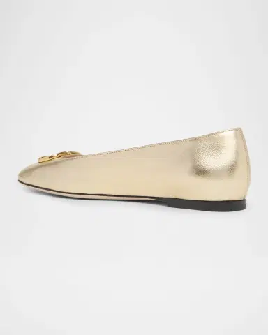 Valentino Garavani VLogo Signature Metallic Leather Ballerina Flats | Thumbnail 4 Valentino Garavani VLogo Signature Metallic Leather Ballerina Flats | Thumbnail 4