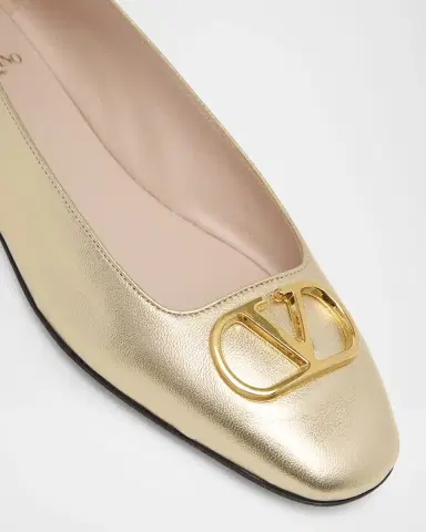 Valentino Garavani VLogo Signature Metallic Leather Ballerina Flats | Thumbnail 5 Valentino Garavani VLogo Signature Metallic Leather Ballerina Flats | Thumbnail 5