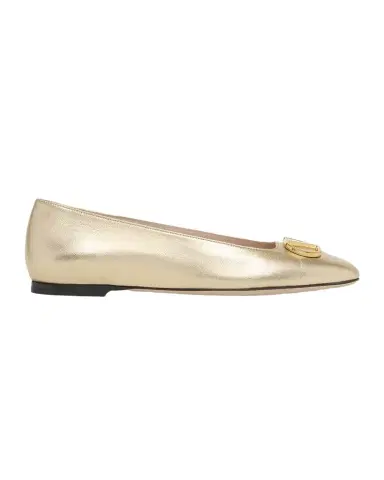 Valentino Garavani VLogo Signature Metallic Leather Ballerina Flats | Thumbnail 1 Valentino Garavani VLogo Signature Metallic Leather Ballerina Flats | Thumbnail 1