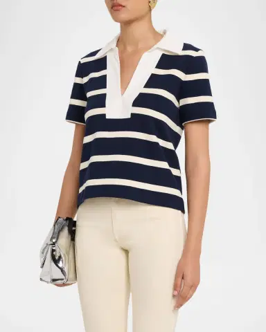 TANYA TAYLOR Melanie Stripe V-Neck Top | Thumbnail 4