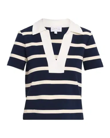 TANYA TAYLOR Melanie Stripe V-Neck Top | Thumbnail 1