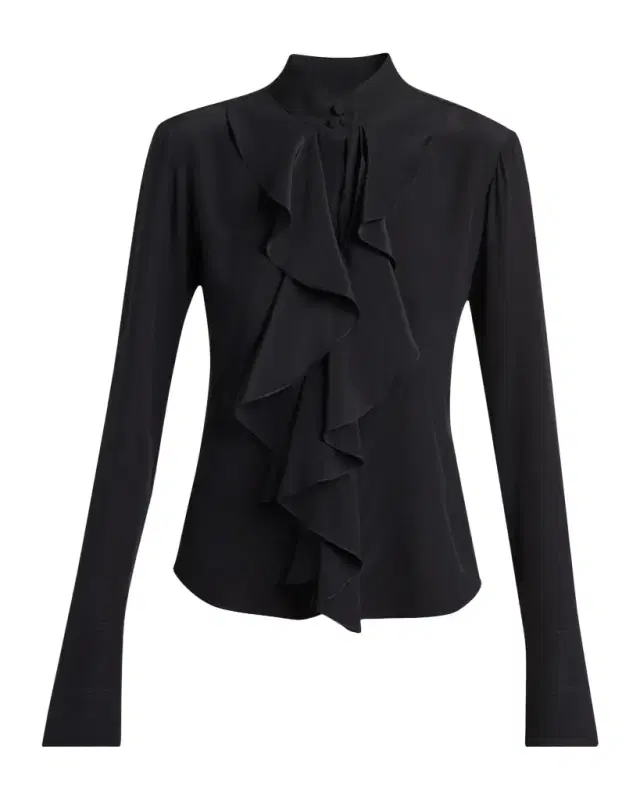 Ruffle Crepe De Chine Shirt