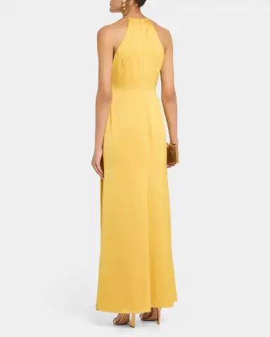 Aidan Mattox Draped Crepe Back Satin Halter Gown | Thumbnail 3