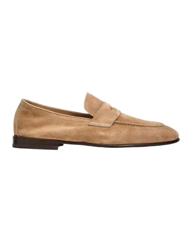 Brunello Cucinelli Men 's Leather Apron-Toe Penny Loafers