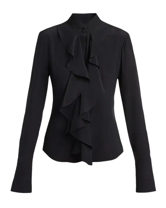 McQueen Ruffle Crepe De Chine Shirt
