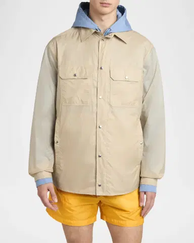 Moncler Men's Nylon Snap-Front Shirt Jacket | Thumbnail 4