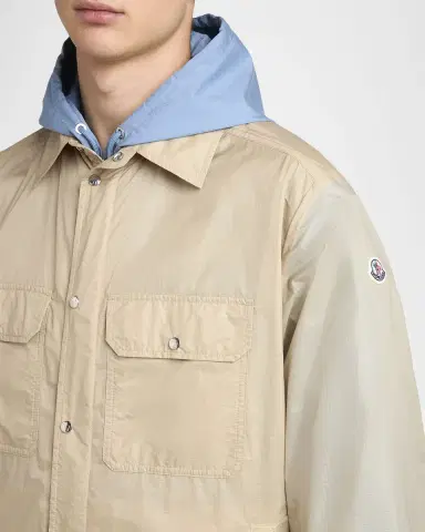 Moncler Men's Nylon Snap-Front Shirt Jacket | Thumbnail 5