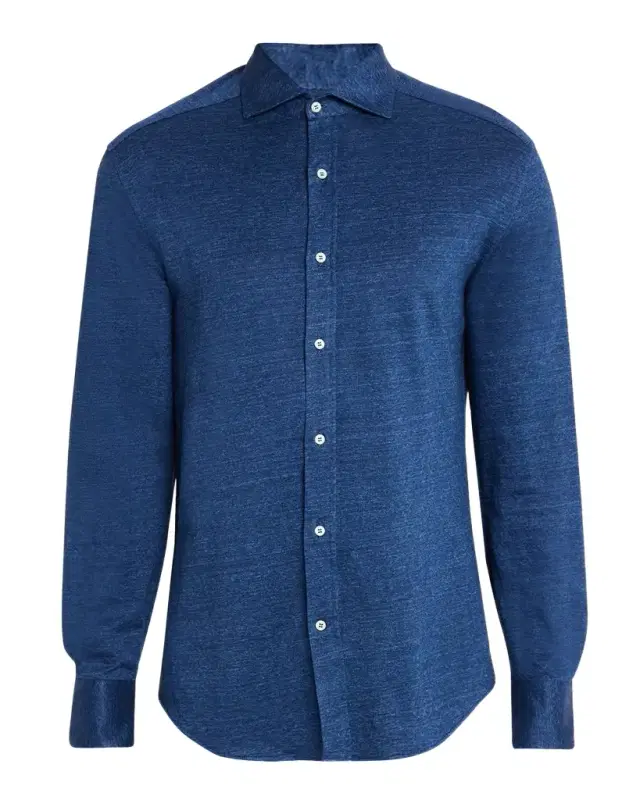 Brunello Cucinelli Men 's Linen and Cotton Heathered Sport Shirt