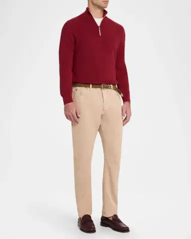 Brunello Cucinelli Men 's Wool and Cashmere Half-Zip Sweater | Thumbnail 2