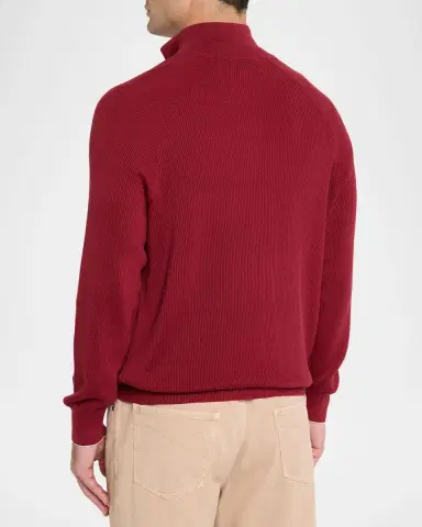 Brunello Cucinelli Men 's Wool and Cashmere Half-Zip Sweater | Thumbnail 3