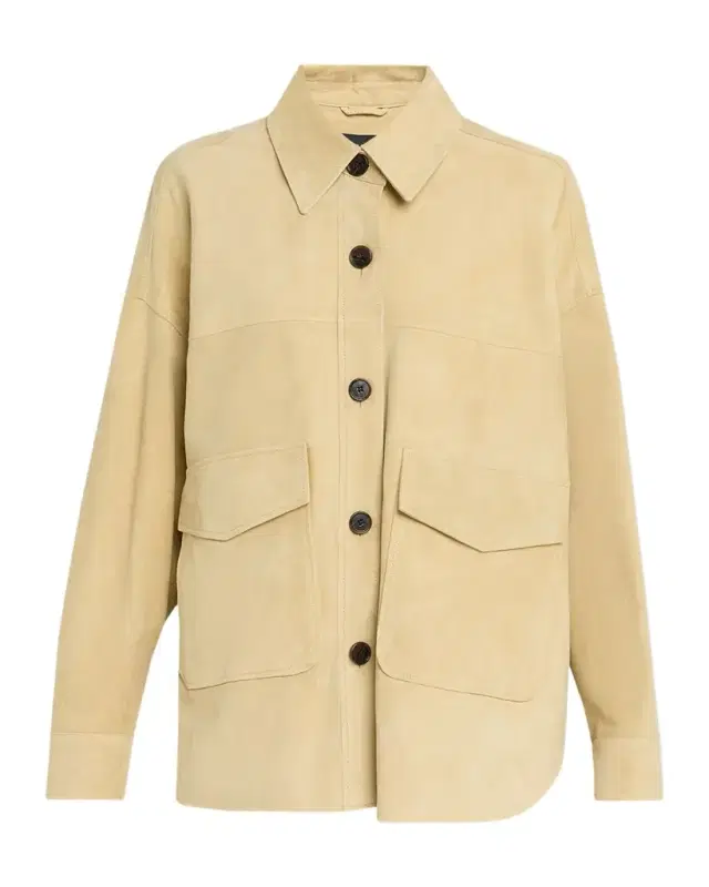 Kaylee Button-Down Lambskin Suede Jacket