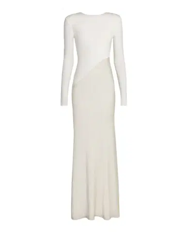 Roland Mouret Asymmetric Mixed-Media Long-Sleeve Gown | Thumbnail 1 Roland Mouret Asymmetric Mixed-Media Long-Sleeve Gown | Thumbnail 1