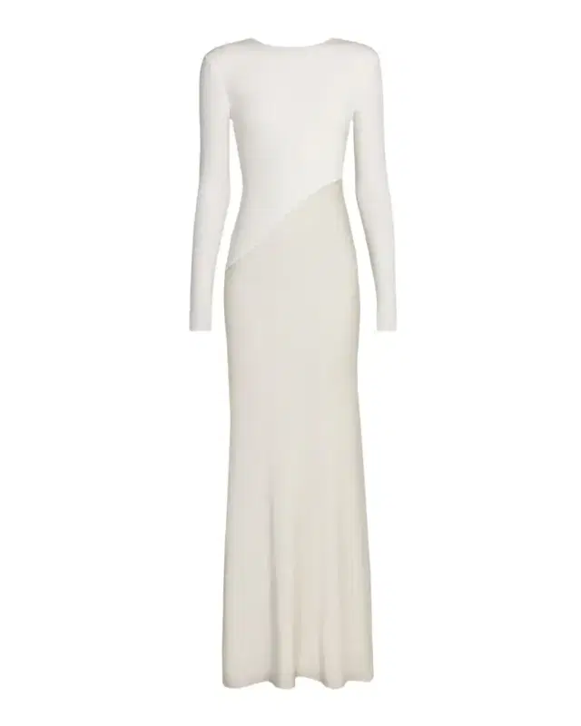 Roland Mouret Asymmetric Mixed-Media Long-Sleeve Gown