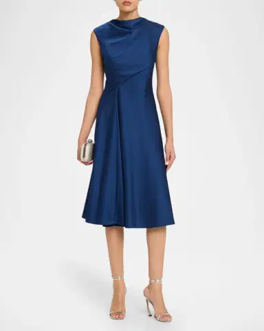Aidan Mattox Cowl-Neck Crepe Back Satin Midi Dress | Thumbnail 2 Aidan Mattox Cowl-Neck Crepe Back Satin Midi Dress | Thumbnail 2