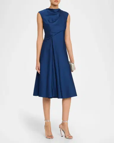 Aidan Mattox Cowl-Neck Crepe Back Satin Midi Dress | Thumbnail 4 Aidan Mattox Cowl-Neck Crepe Back Satin Midi Dress | Thumbnail 4