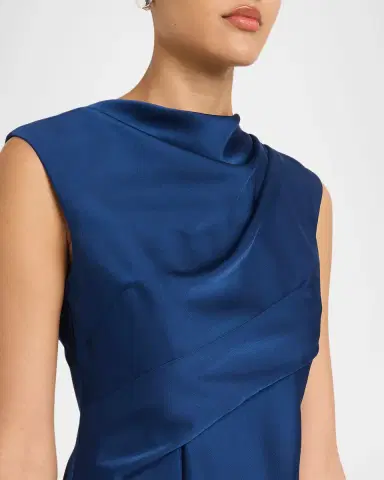 Aidan Mattox Cowl-Neck Crepe Back Satin Midi Dress | Thumbnail 5 Aidan Mattox Cowl-Neck Crepe Back Satin Midi Dress | Thumbnail 5