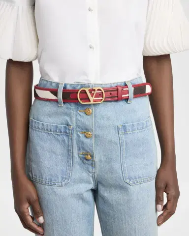 Valentino Garavani VLogo Signature Calf Hair Leather Belt | Thumbnail 2