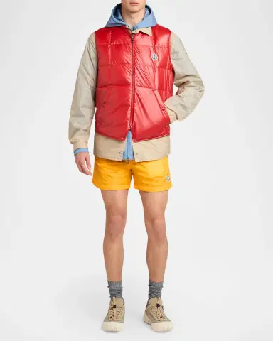 Moncler Men's Pocket-Logo Poplin Full-Zip Hoodie | Thumbnail 2 Moncler Men's Pocket-Logo Poplin Full-Zip Hoodie | Thumbnail 2