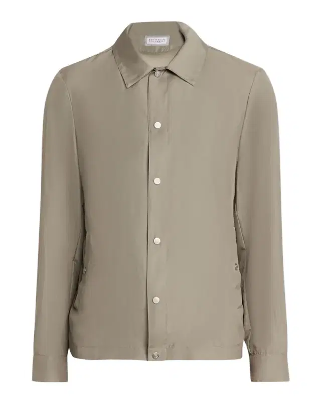 Brunello Cucinelli Men 's Silk Blend Snap-Front Shirt Jacket