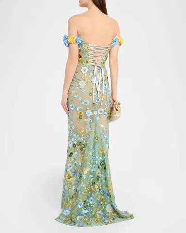 Bronx and Banco Jasmine Off-Shoulder Floral Applique Gown | Thumbnail 3 Bronx and Banco Jasmine Off-Shoulder Floral Applique Gown | Thumbnail 3