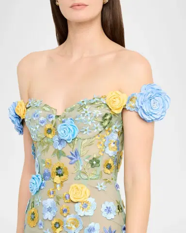 Bronx and Banco Jasmine Off-Shoulder Floral Applique Gown | Thumbnail 5 Bronx and Banco Jasmine Off-Shoulder Floral Applique Gown | Thumbnail 5