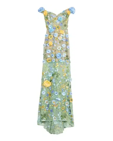Bronx and Banco Jasmine Off-Shoulder Floral Applique Gown | Thumbnail 1 Bronx and Banco Jasmine Off-Shoulder Floral Applique Gown | Thumbnail 1