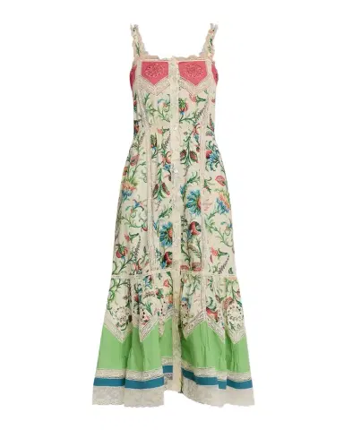 Etro Crochet-Inset Floral Cotton Button-Front Midi Dress | Thumbnail 1 Etro Crochet-Inset Floral Cotton Button-Front Midi Dress | Thumbnail 1