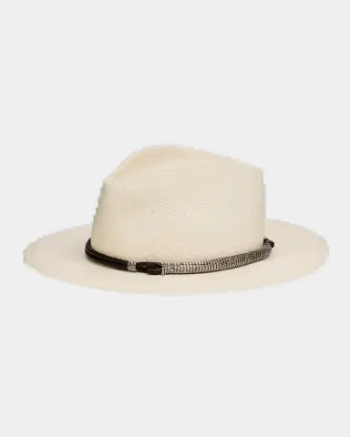 Brunello Cucinelli Straw Fedora with Precious Leather Band | Thumbnail 2 Brunello Cucinelli Straw Fedora with Precious Leather Band | Thumbnail 2