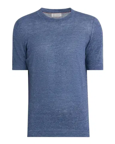 Brunello Cucinelli Men's Linen and Cotton Knit Short-Sleeve Sweater | Thumbnail 1 Brunello Cucinelli Men's Linen and Cotton Knit Short-Sleeve Sweater | Thumbnail 1