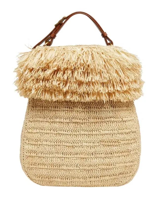 Saint Laurent Roady Fringed Raffia Shoulder Bag