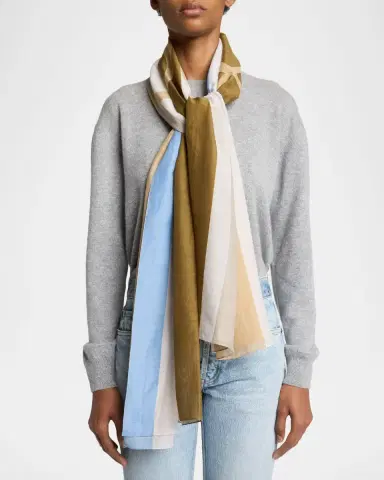 Saint Laurent Cassandre Striped Stole in Cotton and Silk | Thumbnail 3 Saint Laurent Cassandre Striped Stole in Cotton and Silk | Thumbnail 3