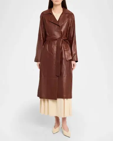 Arma Yava Wrap-Front Leather Coat | Thumbnail 2 Arma Yava Wrap-Front Leather Coat | Thumbnail 2
