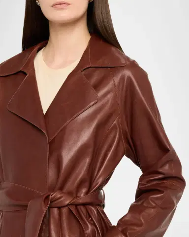 Arma Yava Wrap-Front Leather Coat | Thumbnail 5 Arma Yava Wrap-Front Leather Coat | Thumbnail 5
