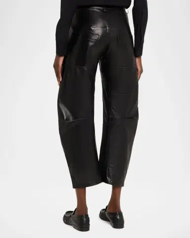 Nili Lotan Shon Leather Barrel-Leg Ankle Pants | Thumbnail 3