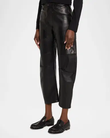 Nili Lotan Shon Leather Barrel-Leg Ankle Pants | Thumbnail 4