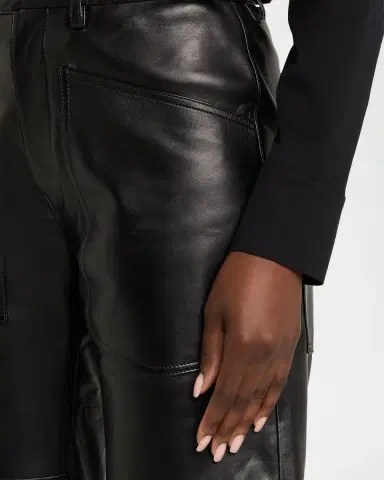 Nili Lotan Shon Leather Barrel-Leg Ankle Pants | Thumbnail 5
