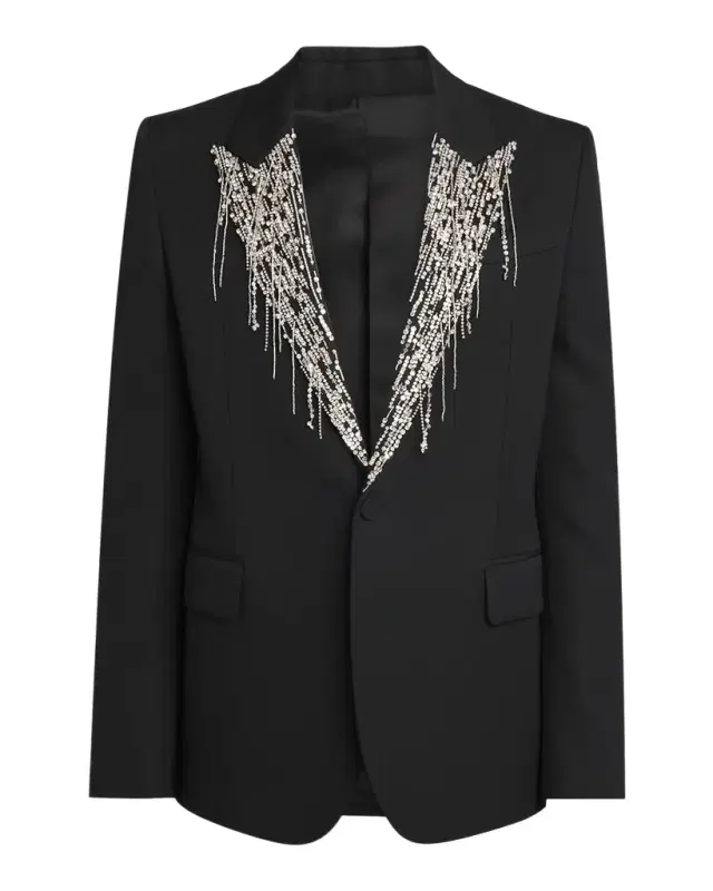 McQueen Men 's Crystal Embroidery Single-Breasted Sport Coat
