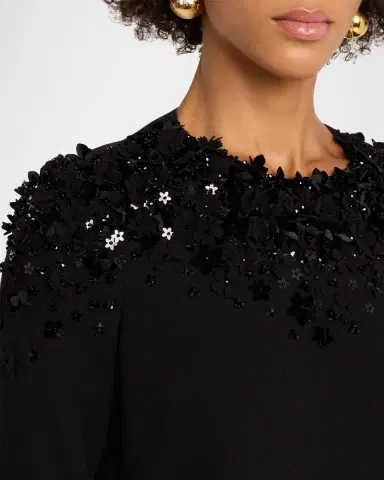 Rickie Freeman for Teri Jon A-Line Floral Applique Crepe Dress | Thumbnail 5 Rickie Freeman for Teri Jon A-Line Floral Applique Crepe Dress | Thumbnail 5