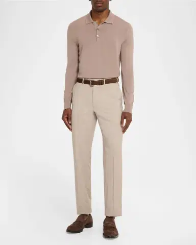 Brioni Men's Cashmere-Silk Polo Sweater | Thumbnail 2