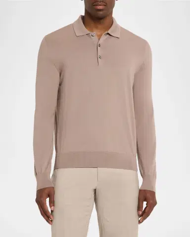 Brioni Men's Cashmere-Silk Polo Sweater | Thumbnail 4