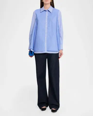 Brandon Maxwell Vaughn Frothy Layered Button-Down Shirt | Thumbnail 2 Brandon Maxwell Vaughn Frothy Layered Button-Down Shirt | Thumbnail 2