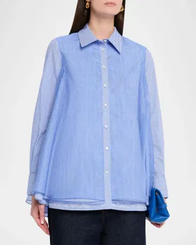Brandon Maxwell Vaughn Frothy Layered Button-Down Shirt | Thumbnail 4 Brandon Maxwell Vaughn Frothy Layered Button-Down Shirt | Thumbnail 4