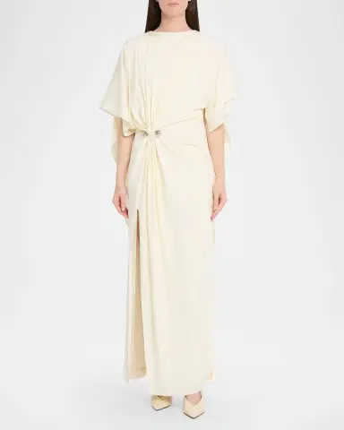 Brandon Maxwell Draped Embellished Crepe Maxi Dress | Thumbnail 2 Brandon Maxwell Draped Embellished Crepe Maxi Dress | Thumbnail 2